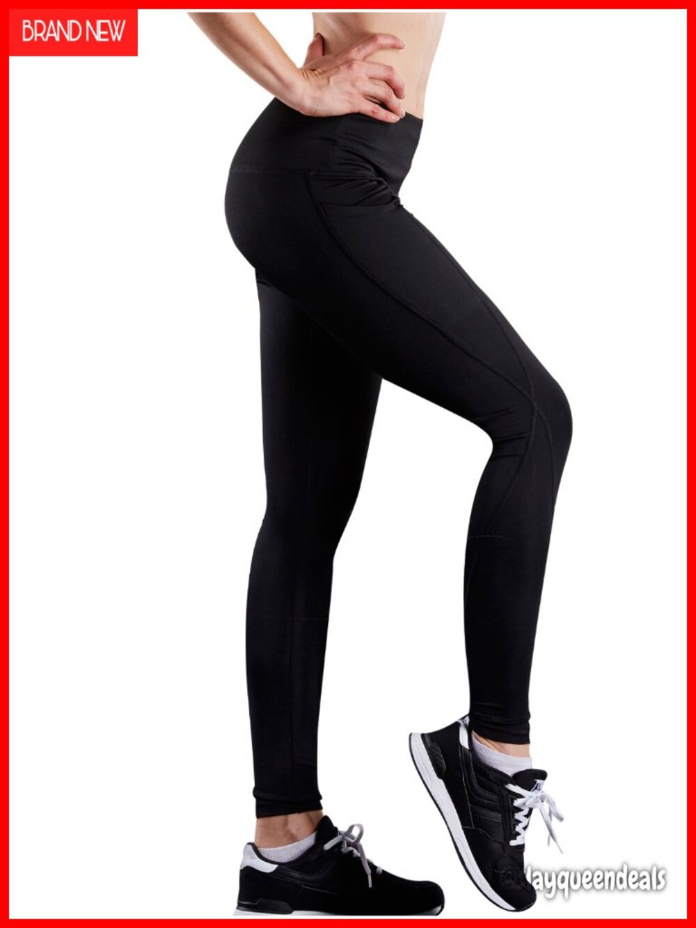 High Waist Leggings with Pocket - 4 Way Stretch Non See-Through Yoga Pants - Picture 7 of 7